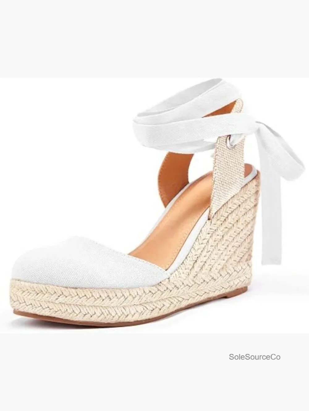 Womens Platform Wedge Sandals Lace Up Ankle Strap Closed Toe Espadrilles Boho